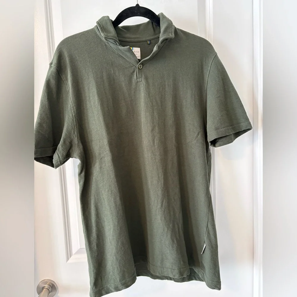 Larsson & Co Green Textured Resort Collar Polo Large - Picture 3 of 8